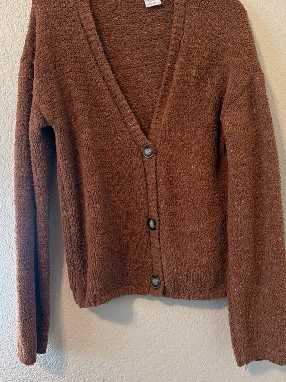 Full Tilt Chocolate Brown V-Neck Button Front Cardigan